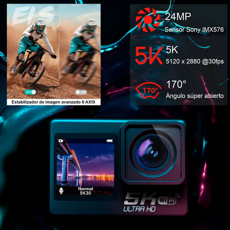 Cámara Digital Deportiva 302 Doble Pantalla Mic... image number null