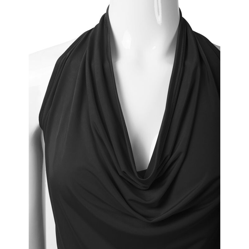 Top sin Mangas Eimin Halter Drapeado Negro Tall... image number null