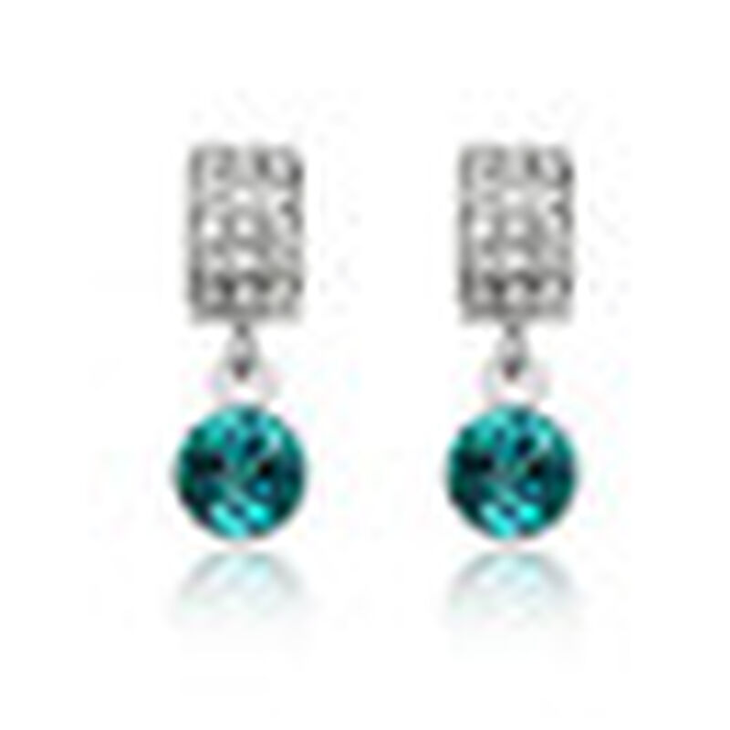 Aretes en Baño de Oro Blanco de 18K con Cristal... image number null