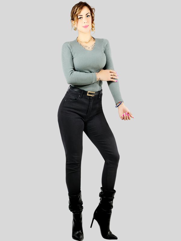 Sueter De Mujer Cuello V Sueteres Canalé Para D... image number null