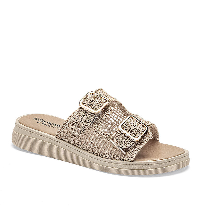 Ni&ntilde;as Fashion sandalia piso para mujer beige co... image number null