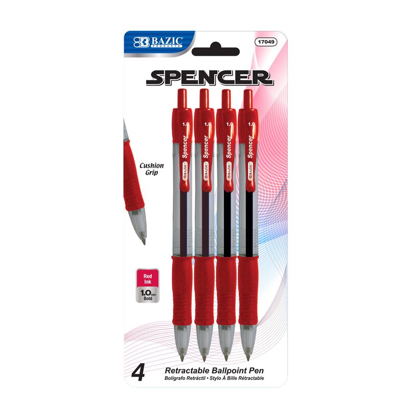 Bol&iacute;grafo Bazic Products Spencer Rojo - Pack De... image number null