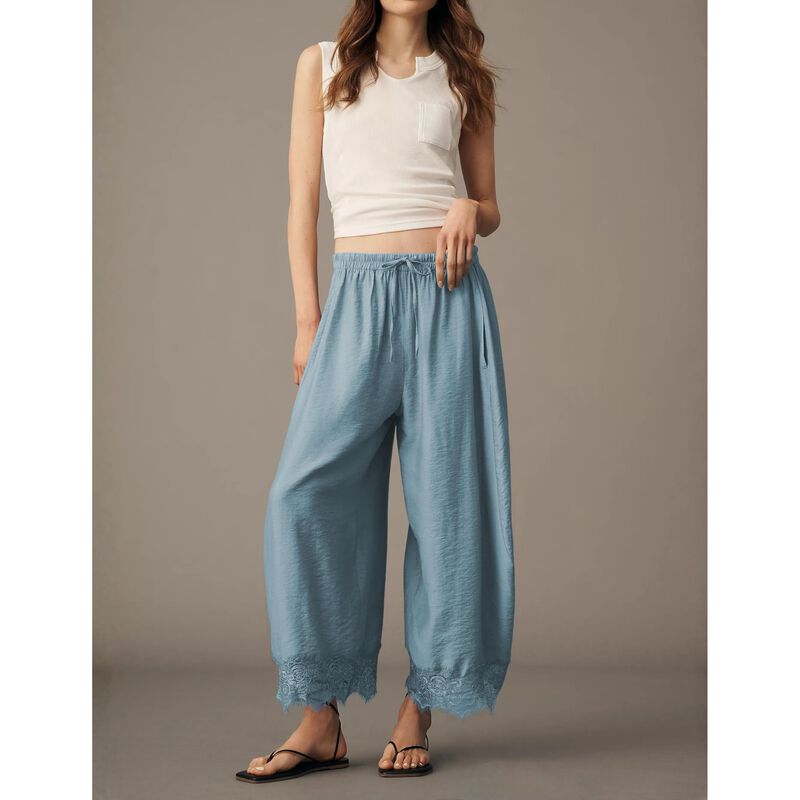 Pantalones Puwei Corte Corto Pierna Ancha con D... image number null