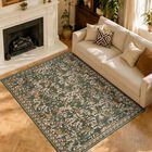 Alfombra Jinchan 132x178 Cm Floral Vintage Lavable Verde