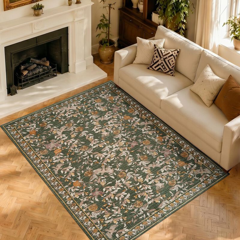 Alfombra Jinchan 132x178 Cm Floral Vintage Lava... image number null
