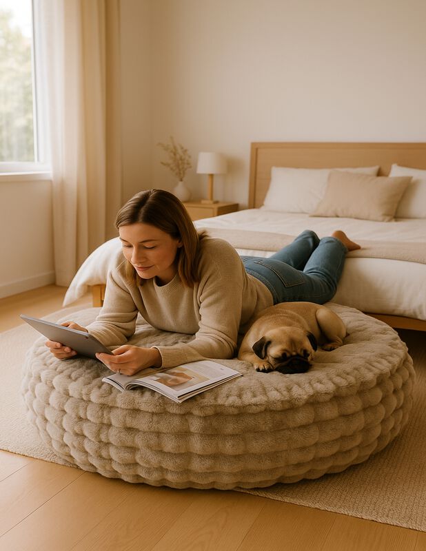 Puff Sill&oacute;n Bunny Caf&eacute;, Gigante Tapizado tipo P... image number null