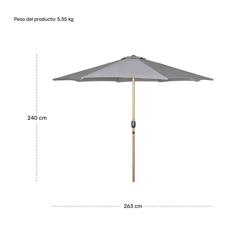 Sombrilla Tipo Madera Jard&iacute;n Exterior 2.63m Pla... image number null