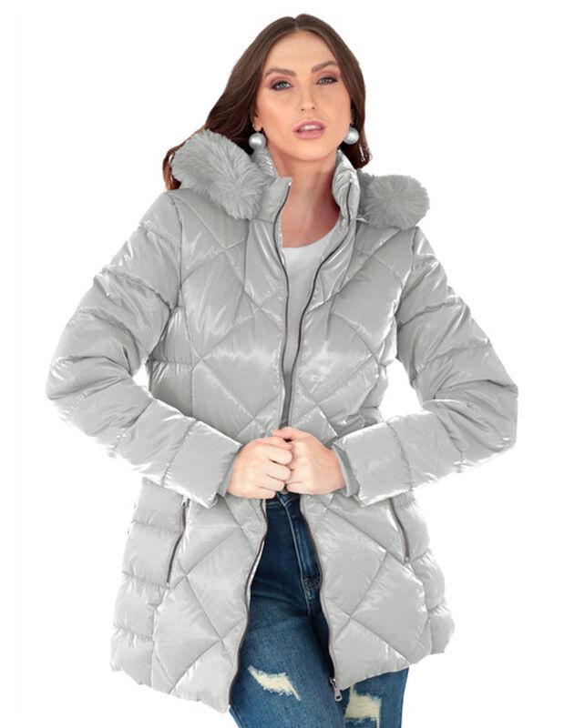 Chamarra Cazadora Mujer Con Gorro Capitonada Pl... image number null