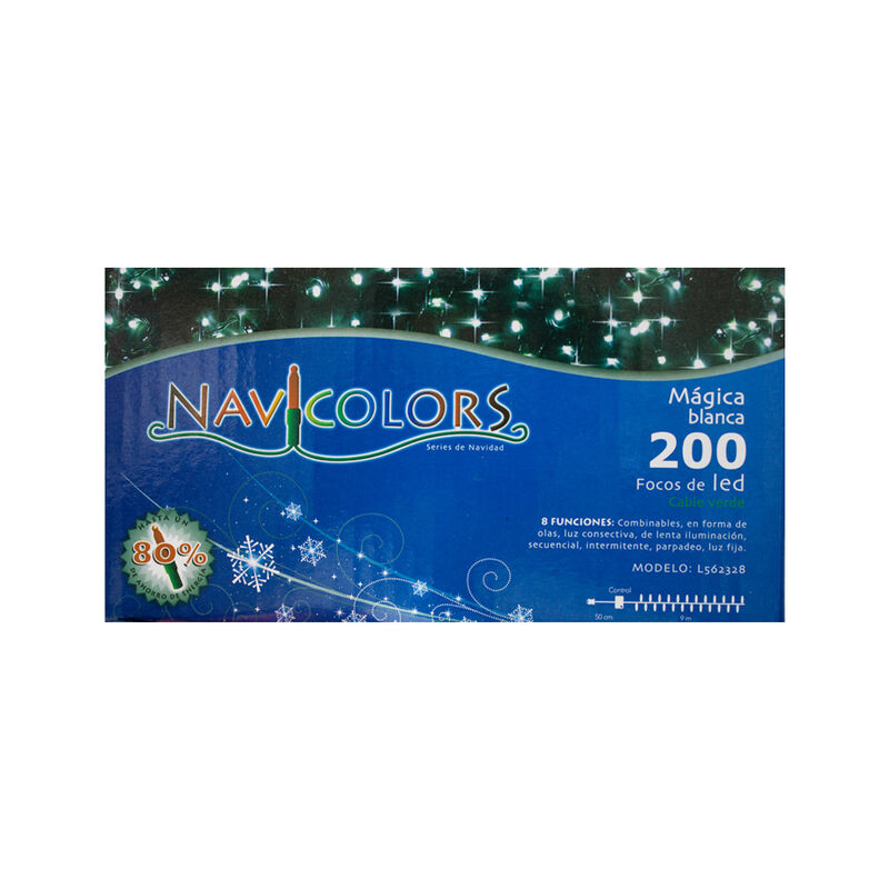 Serie Navide&ntilde;a 200 LED luz Blanca 8 funciones 9... image number null