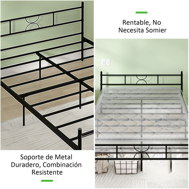Base Cama Matrimonial Metal Color Negro image number null