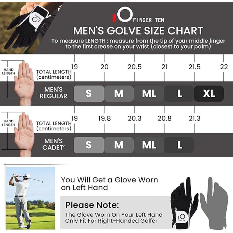 Guante De Golf Para Hombre, Finger Ten  mano iz... image number null