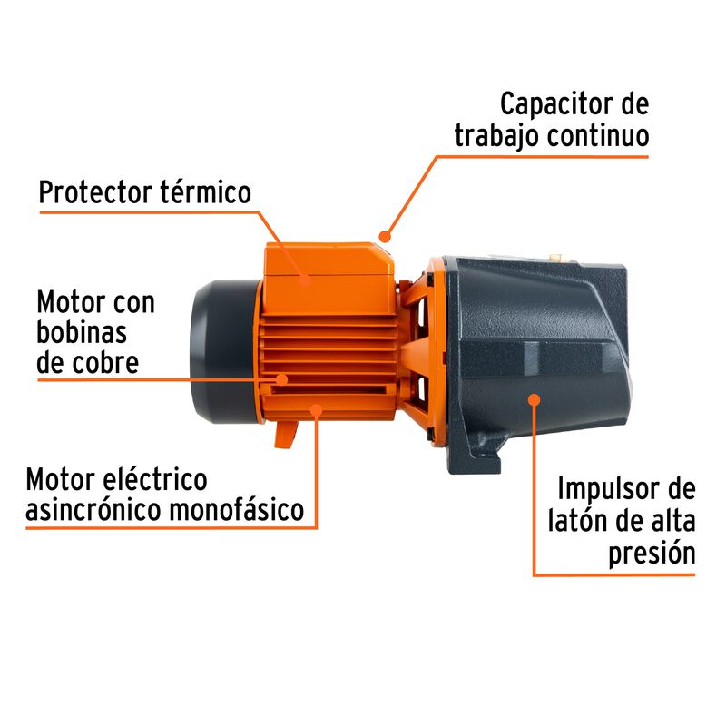 Bomba Eléctrica para Agua Tipo Jet 1 Hp Truper image number null