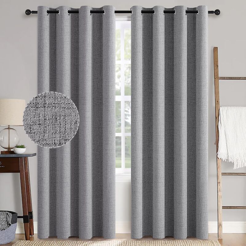 Cortinas Miulee Con Textura De Lino 100% Opaca,... image number null
