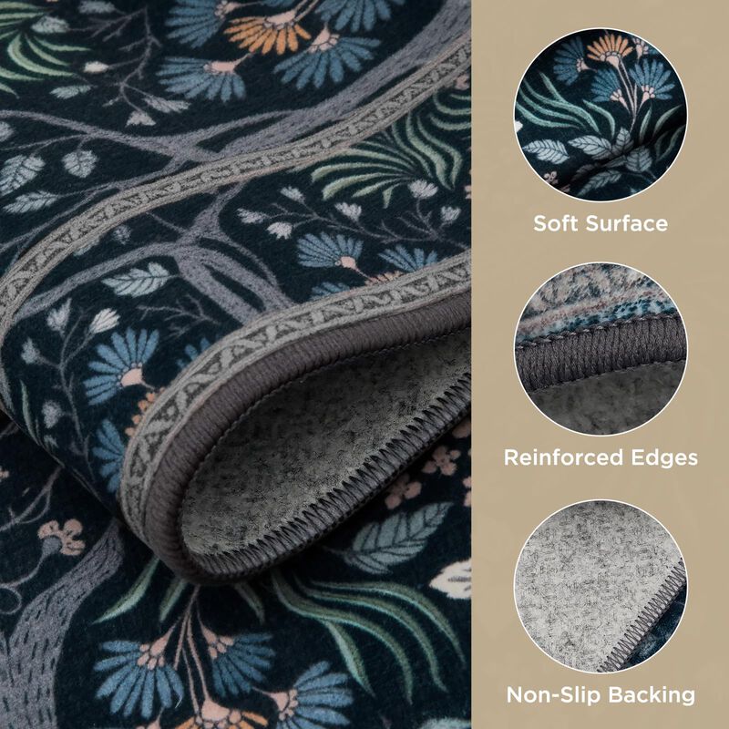 Alfombra Joydeco 137x178 Cm Boho Floral Lavable image number null