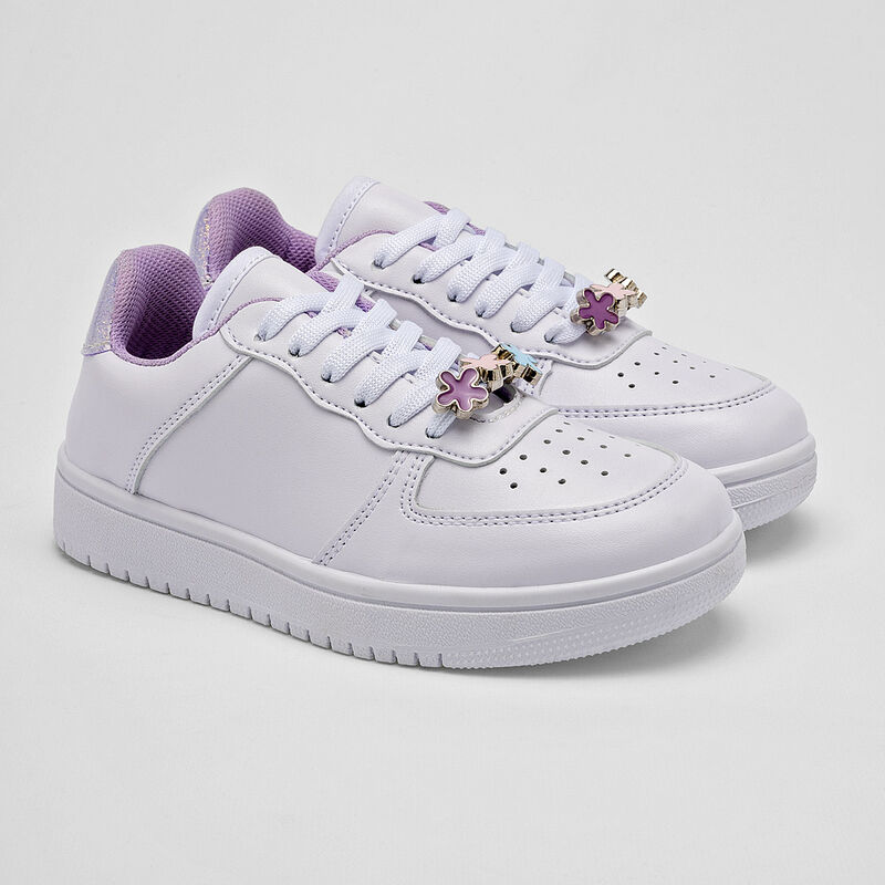 Leds Tenis urbano para ni&ntilde;a blanco lila image number null