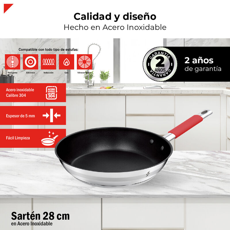 Bogner Sart&eacute;n De Acero Inoxidable 28 Cm Bfp28 image number null