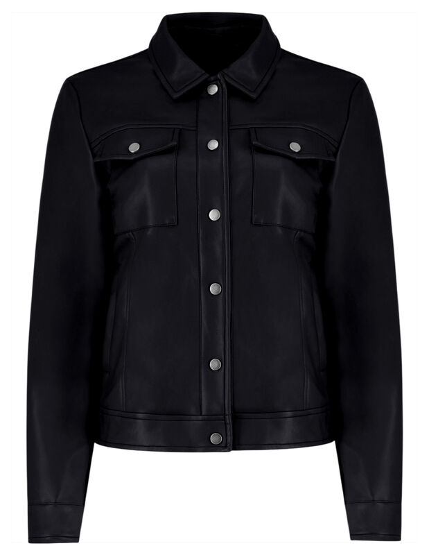 Chamarra Vinipiel Casual Para Mujer Abotonada image number null