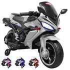 Moto Montable El&eacute;ctrica Deportiva 2 Ruedas Para Ni&ntilde;os Luz Bluetooth Dos Baterias 6v Con Cargador Soporta Hasta 30kg Gris