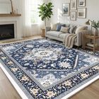 Alfombra Oppodream 183x274 Cm Azul Y Dorado Lavable