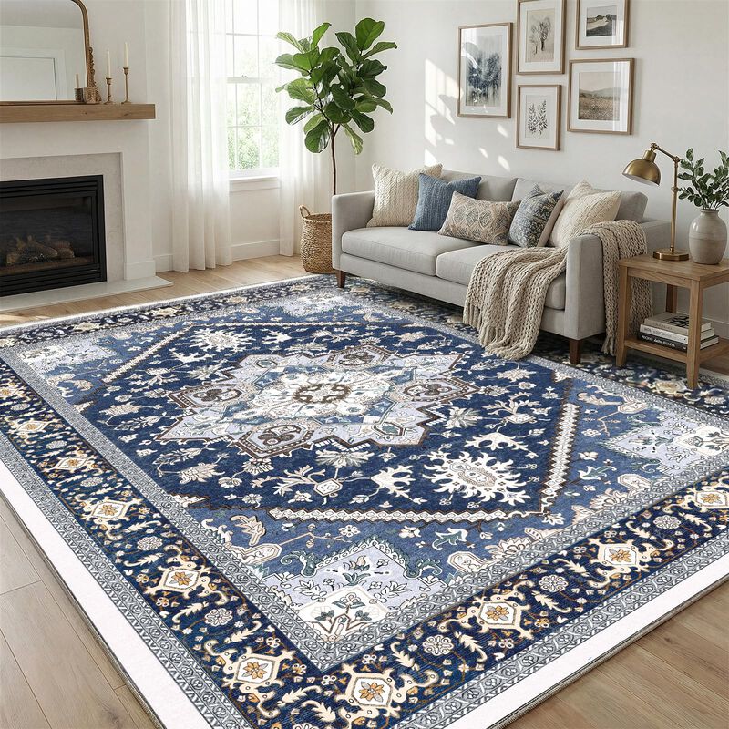Alfombra Oppodream 183x274 Cm Azul Y Dorado Lav... image number null