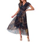 Vestido Boho Floral Simplee Con Mangas Acampanadas - Azul Marino - Talla M