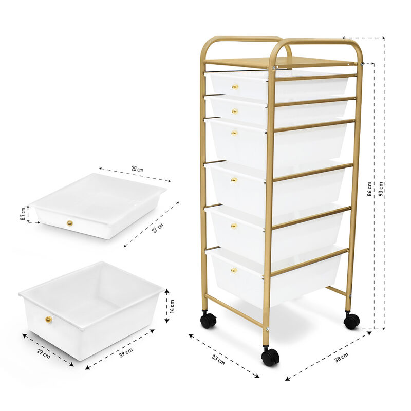 Carrito Organizador Multiusos  Blanco / Dorado ... image number null