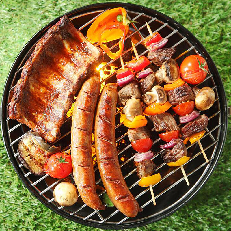 Asador al Carbón Circular Portátil Rojo image number null