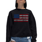 Sudadera De Cuello Redondo Word Art Para Mujer - Happy 4th of July - Negro