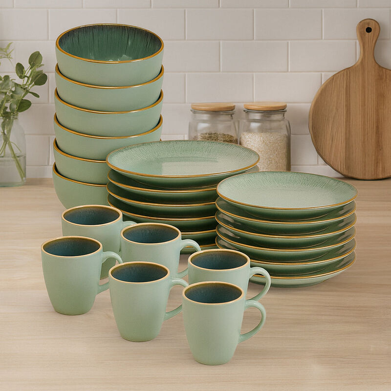Vajilla VILMA para 6 Personas - Cer&aacute;mica Verde ... image number null