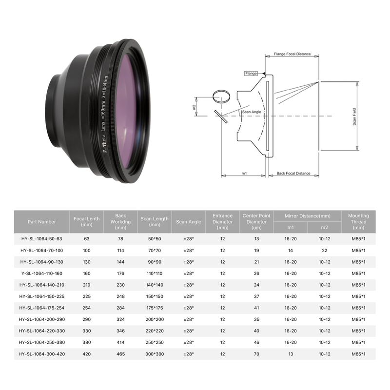 Lente F-theta Cloudray 250x250 mm Fl380 mm M85 ... image number null