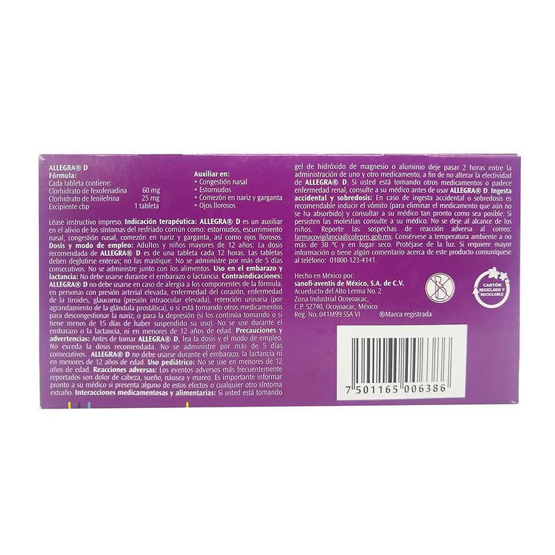 Allegra-d Nf Retard 60 Mg/25 Mg 10 Tableta(s) image number null