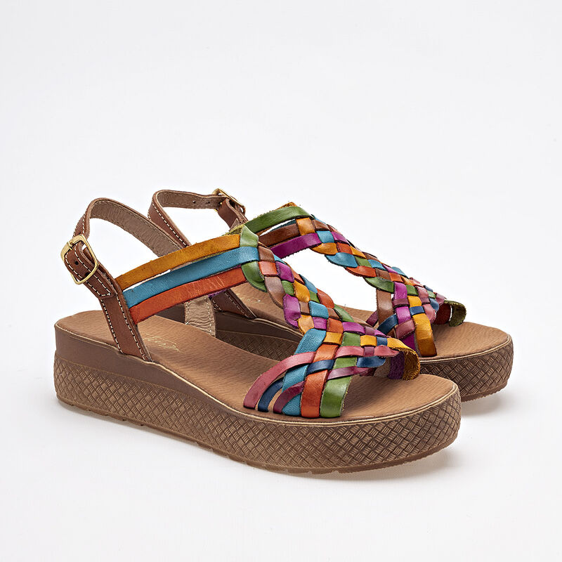 Mora Tierra Sandalia para mujer camel multicolo... image number null