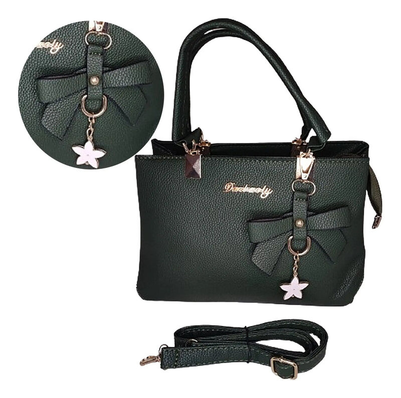 Bolso Duffel Liso Verde Oscuro Con Mo&ntilde;o image number null