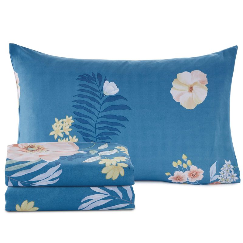 Juego De S&aacute;banas Homiest Twin Azul Con Estampad... image number null
