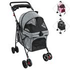 Carriola para Mascotas Cochecito para Perros y Gatos Pequeños - Medianos Ligera y Plegable con Freno Bandeja Portavasos - Gris