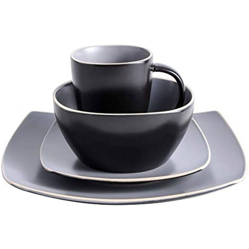 Vajilla Moderna Gris/Negro para 8 personas 16pz... image number null