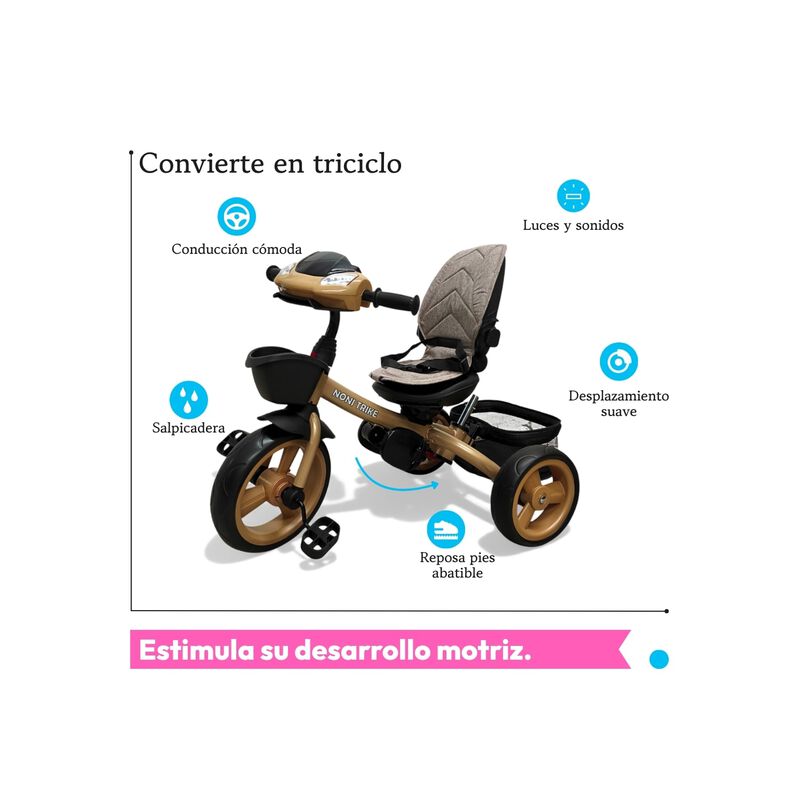 Triciclo Evolutivo 7 En 1 Acero Con Asiento Gir... image number null