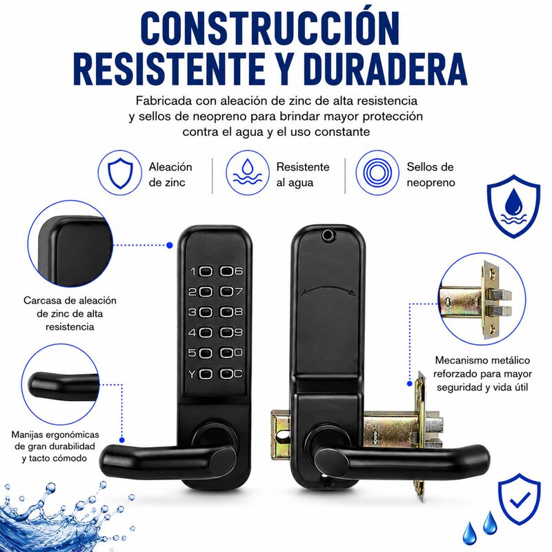 Cerradura Mec&aacute;nica Con C&oacute;digo Para Puerta, Sin ... image number null