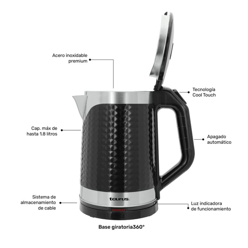 Hervidor De Agua Taurus Sienna Her 1.8l 1000w N... image number null