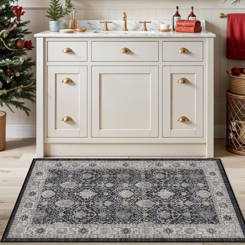 Alfombra De &Aacute;rea Lavable Negra 91 &times; 122 cm Hy H... image number null