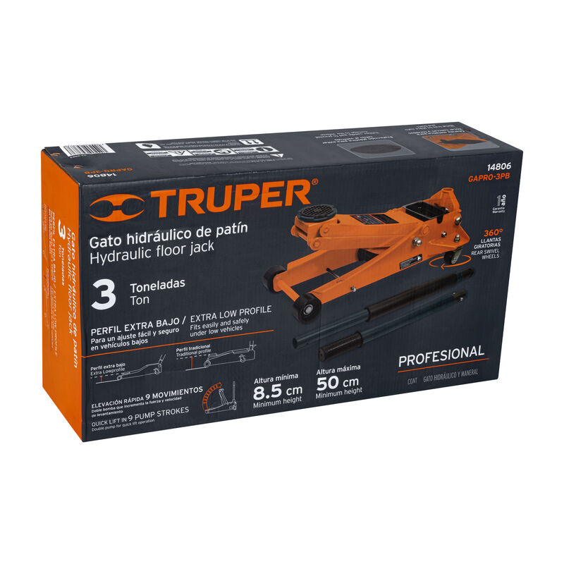 Gato Hidr&aacute;ulico Profesional de Pat&iacute;n 3 Ton Elev... image number null