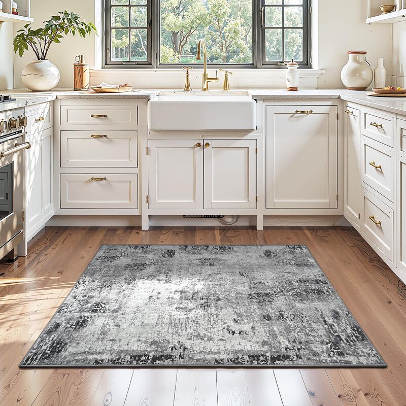 Alfombra Ompaa 92x153 Cm Gris Lavable Antidesli... image number null