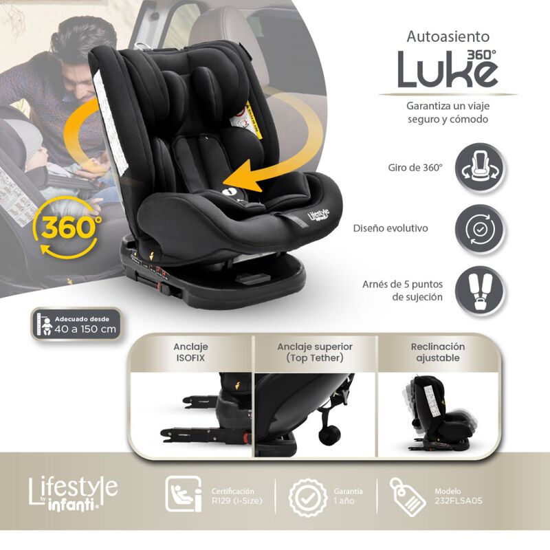 Autoasiento Evolutivo Luke Negro Con Sistema IS... image number null