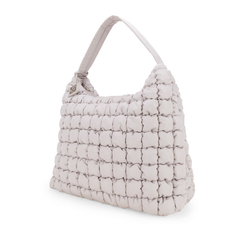 Bolsa Hobo Maxi Look Acolchado Color Gris image number null