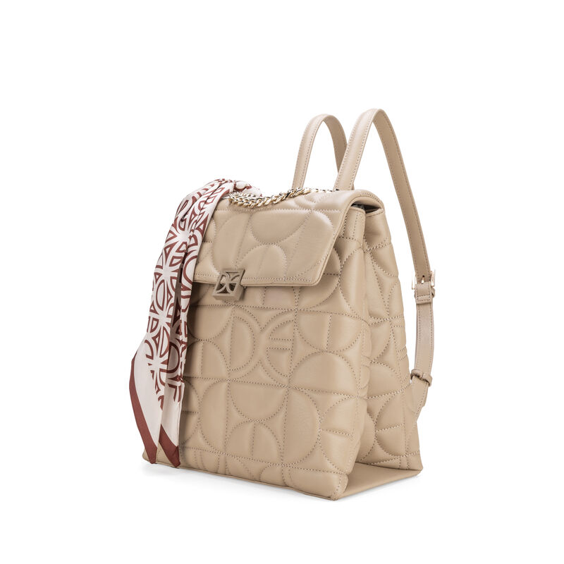 Mochila Mediana Con Mascada Color Beige image number null