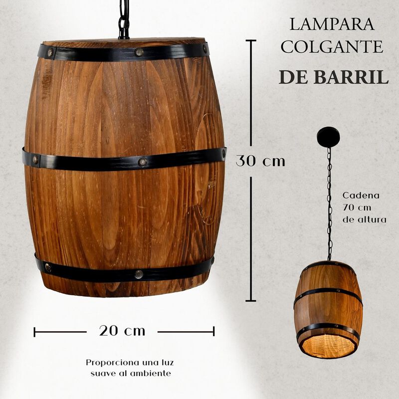 Candil De 1 Luz Rustico Barril image number null