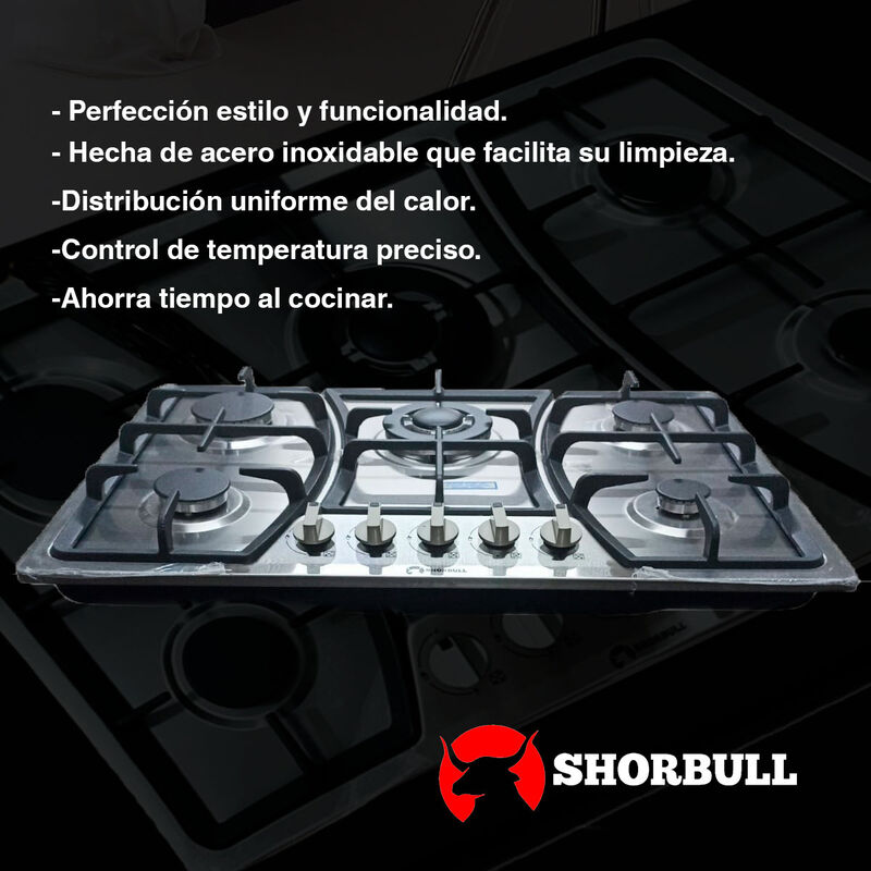 Estufa de acero 5 quemadores Shorbull image number null