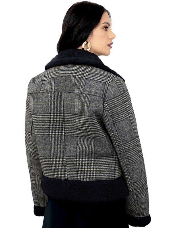 Chamarra Vintage Glamur Mujer Afelpada Negro Ro... image number null
