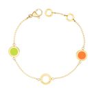 PULSERA OCEAN CADENA CHAPADA EN ORO Y 3 CHARMS VERDE LIMÓN, BLANCO Y NARANJA