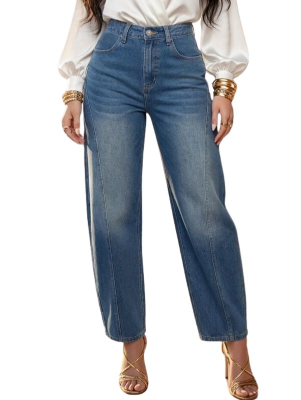 Jeans Barrel Leg Tiro Alto, Mezclilla Mezc-1011... image number null
